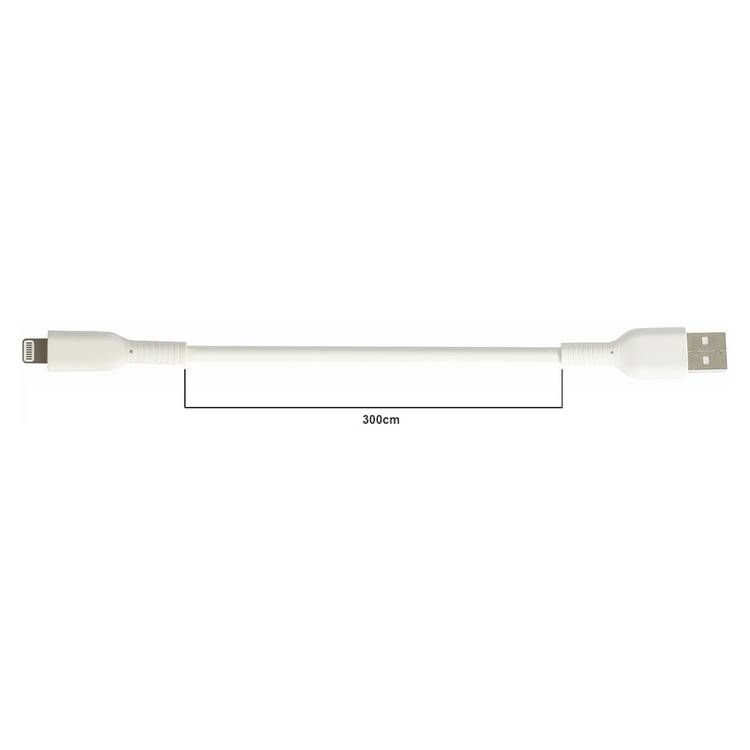 Lightning to USB-A charging cable 3m white, imported from the UK