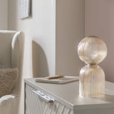 Habitat Globe ribbed glass table lamp champagne, UK version