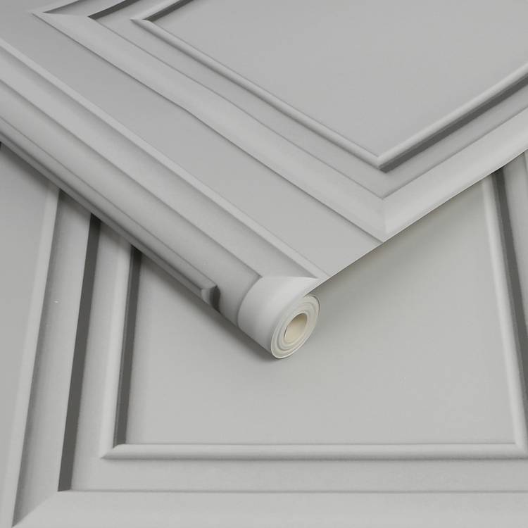 Fresco Wood Panel Grey Wallpaper roll, UK version