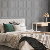 Fresco Wood Panel Grey Wallpaper roll, UK version