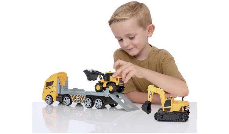Teamsterz JCB transporter truck with two mini vehicles - British product