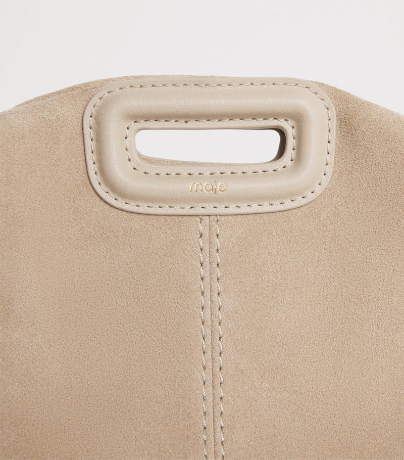Maje Miss M mini suede shoulder bag with gold-tone hardware, UK version