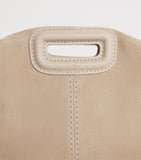 Maje Miss M mini suede shoulder bag with gold-tone hardware, UK version