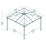 Palram Canopia hardtop aluminium and polycarbonate gazebo 3.6 x 3.6m, imported from the UK