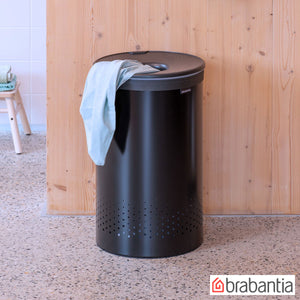 Laundry Bin with Quick-Drop Opening and Removable Bag, 60L Capacity, Matt Black