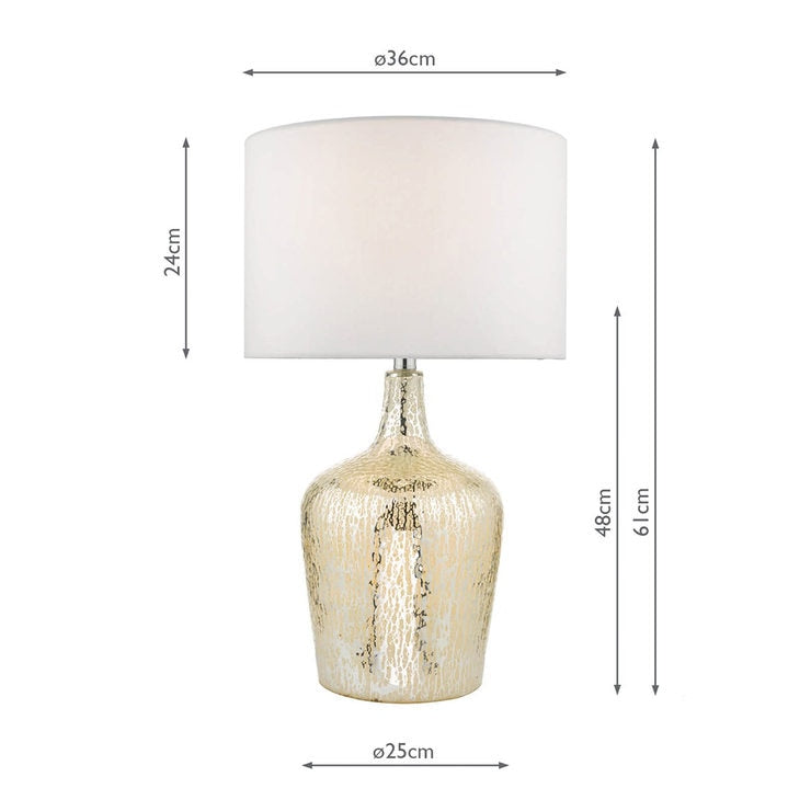 Lolek silver glass dual light table lamp 61cm, UK version