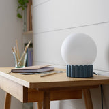 Habitat Ribbed Globe table lamp blue white (British brand)