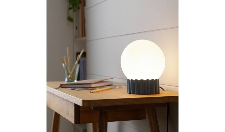 Habitat Ribbed Globe table lamp blue white (British brand)