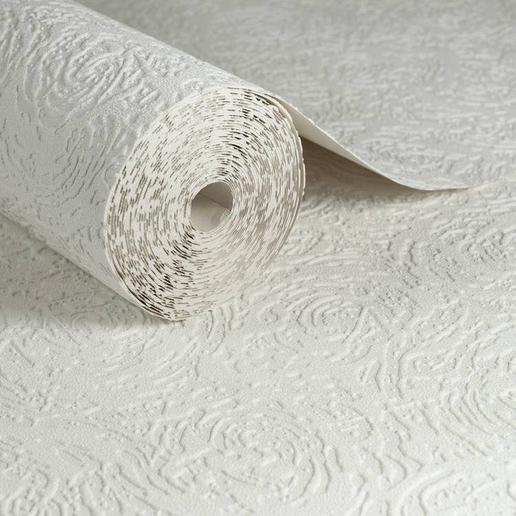 Superfresco Swirl White Wallpaper roll, paintable design (British brand)