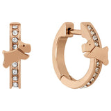 Radley rose gold plated huggie hoop earrings with dog motif, imported from the UK