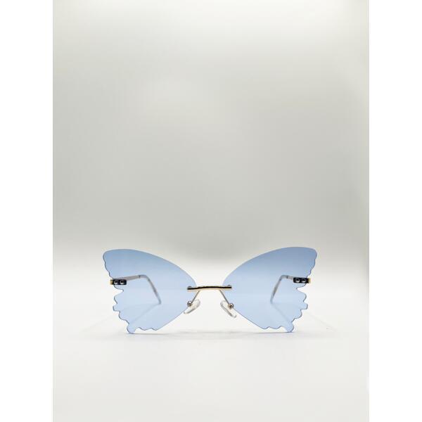 SVNX frameless blue butterfly sunglasses gold frame (British brand)