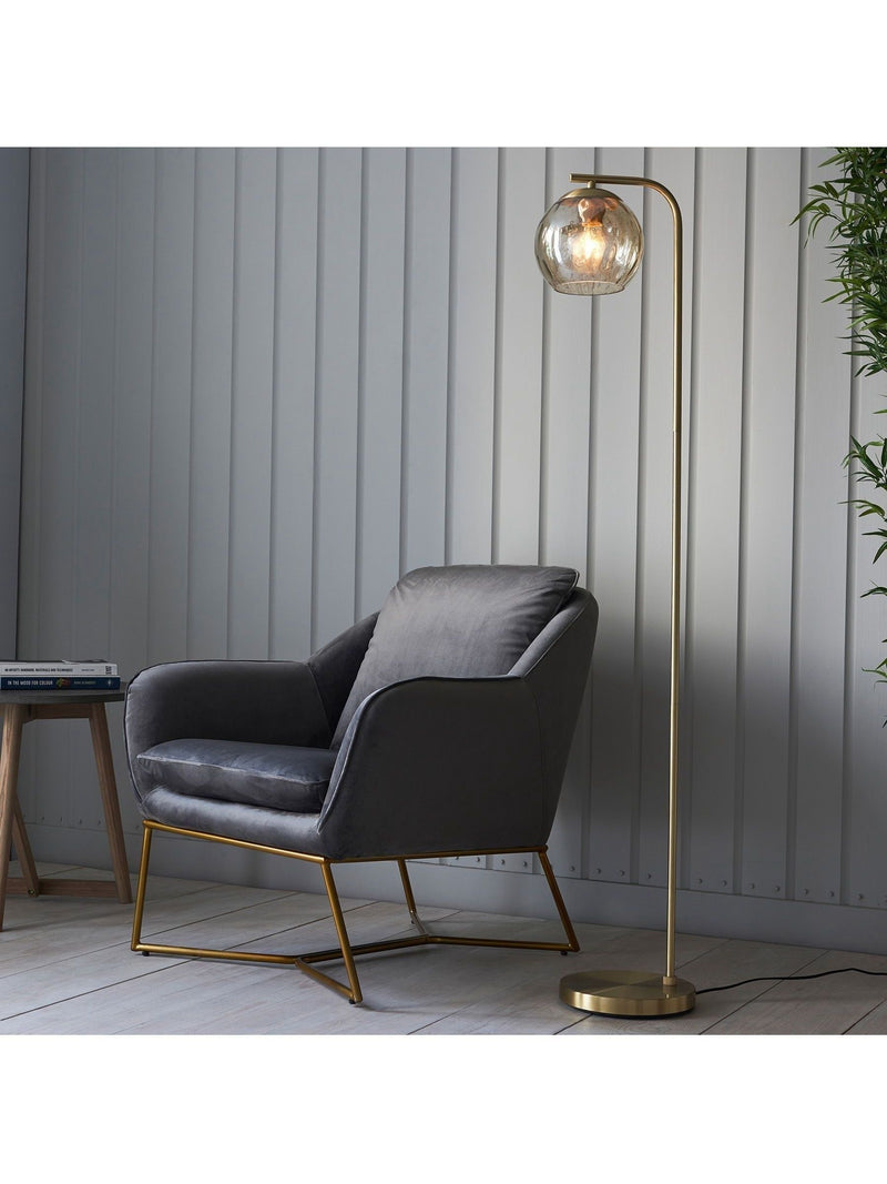 Gallery Home Gold Dilan floor light champagne glass brushed brass (British brand)