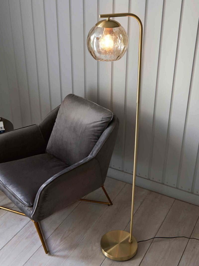 Gallery Home Gold Dilan floor light champagne glass brushed brass (British brand)