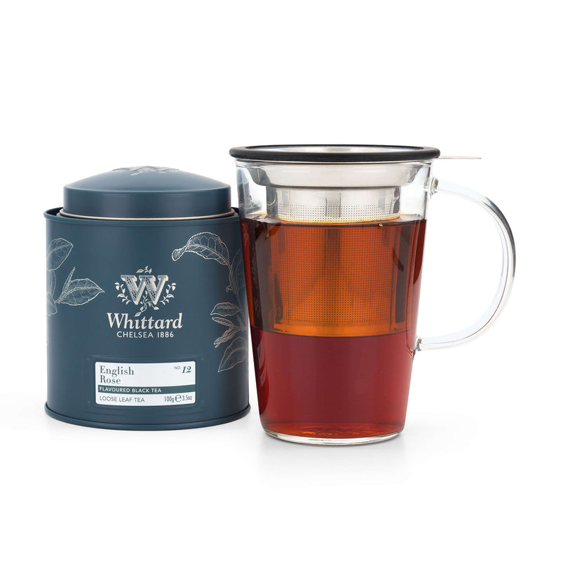 Whittard English Rose loose tea caddy 100g, imported from the UK