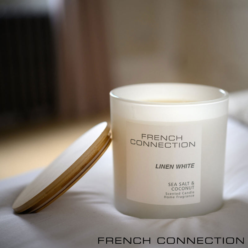 French Connection Pastel Linen White scented candle 1.5kg, imported from the UK