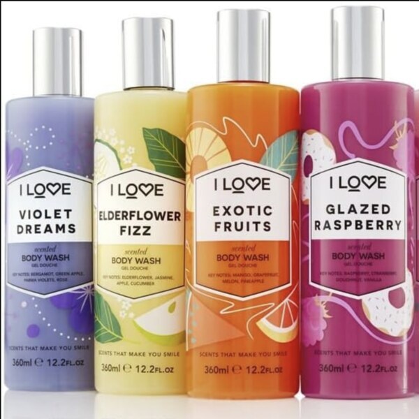 I Love Raspberry Scented Body Wash 350ml, UK version