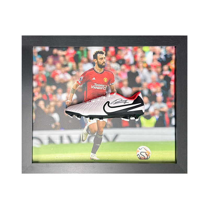 Bruno Fernandes signed Nike football boot in frame (British brand)