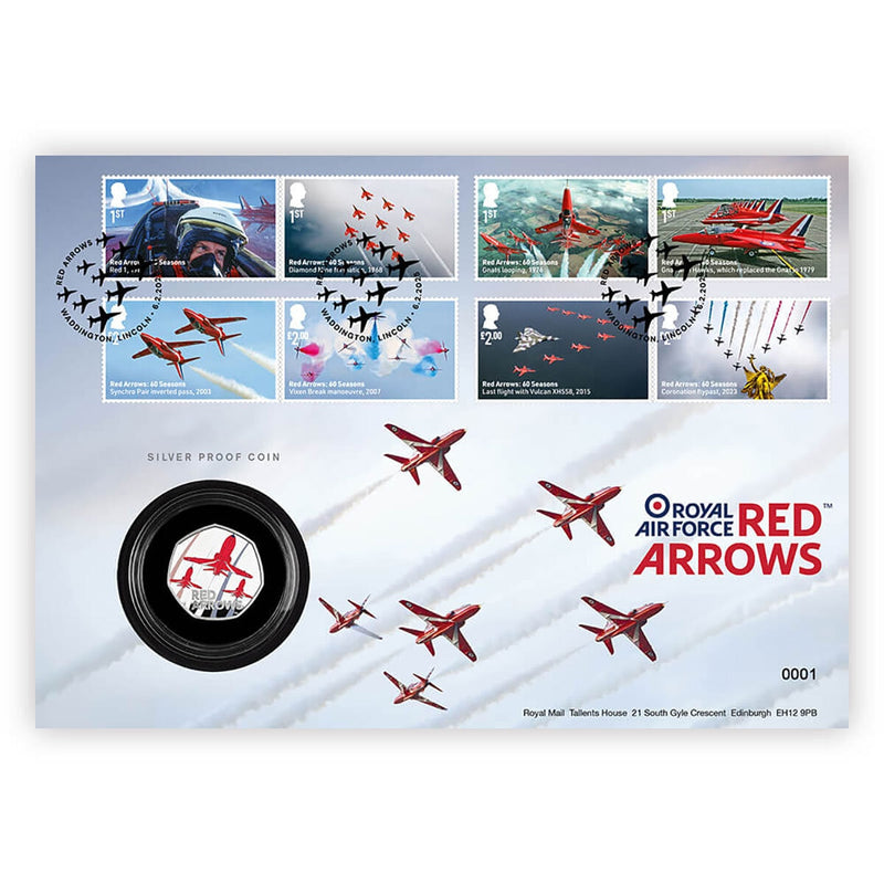 Royal Mail Red Arrows 50p Silver Proof Coin Cover, UK version