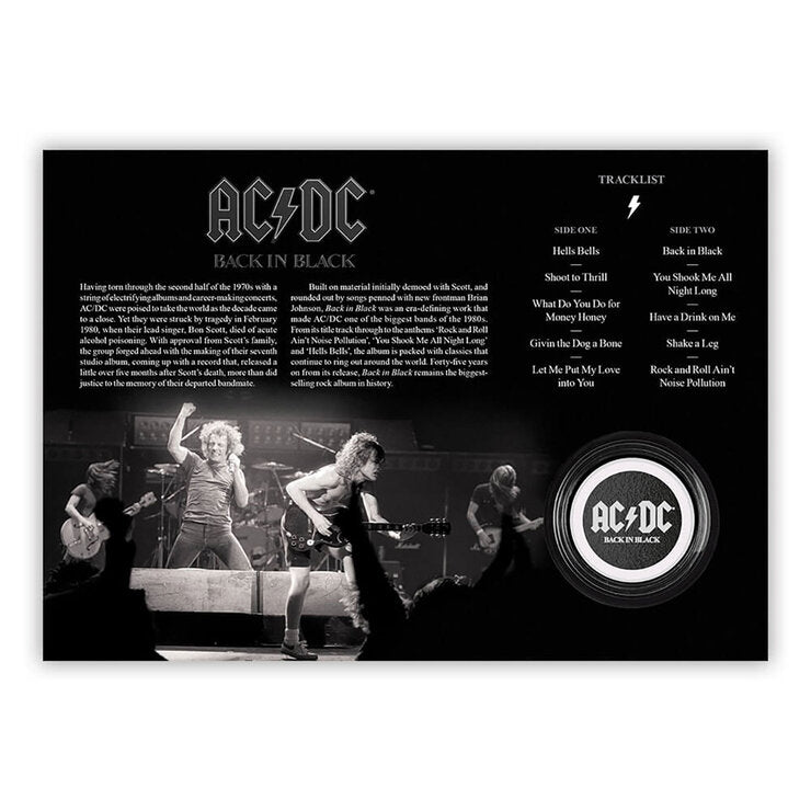 Royal Mail AC/DC Back in Black stamps and medal cover, UK version