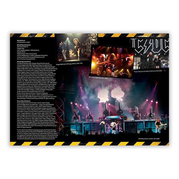 Royal Mail AC/DC stamps and medal cover limited edition - British product