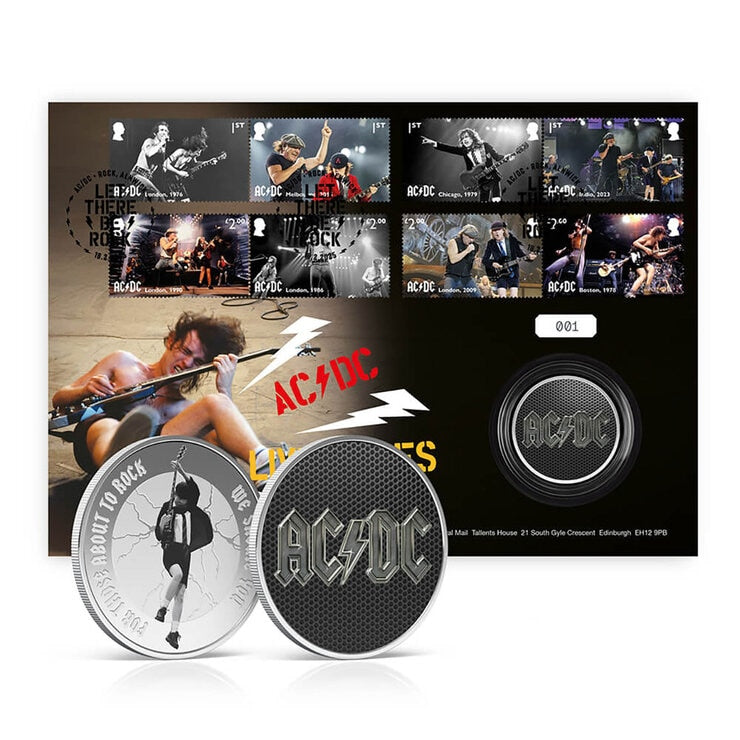 Royal Mail AC/DC stamps and medal cover limited edition - British product