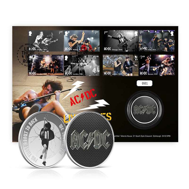 Royal Mail AC/DC stamps and medal cover limited edition - British product