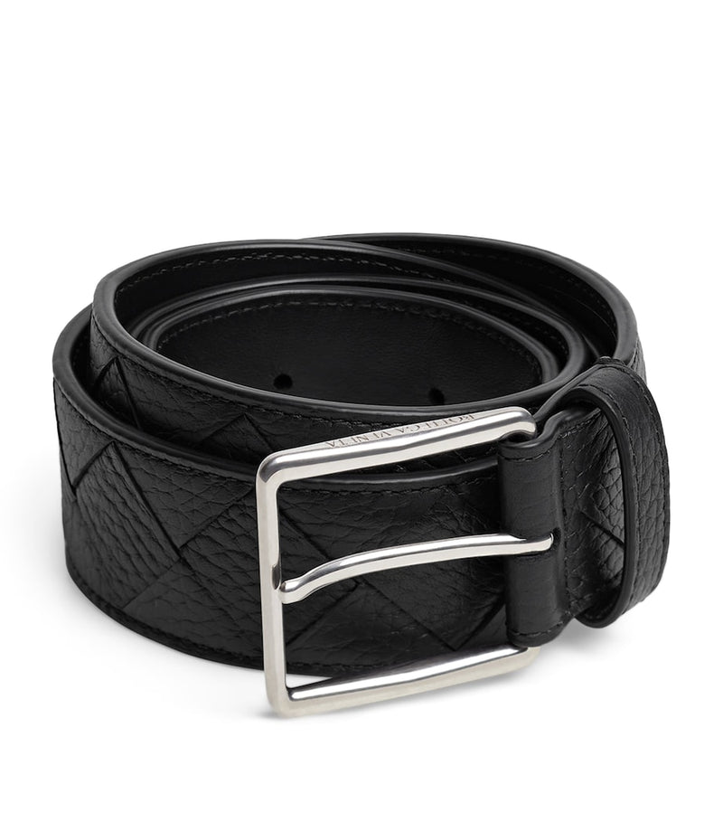 Bottega Veneta Intrecciato leather belt 3.5cm, imported from the UK
