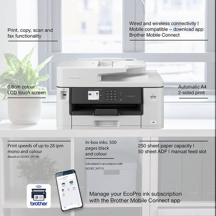 Brother MFC-J5340DWE A3 inkjet printer 250-sheet tray (British brand)