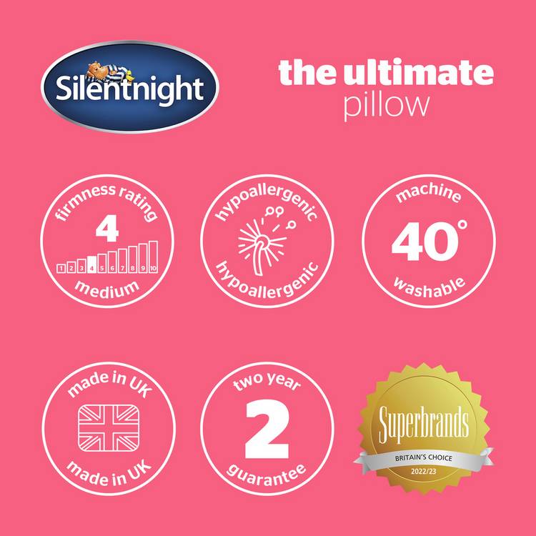 Silentnight hollowfibre pillow medium firm 74x48cm - British product