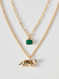 Oliver Bonas leopard charm double row necklace, imported from the UK