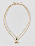Oliver Bonas leopard charm double row necklace, imported from the UK