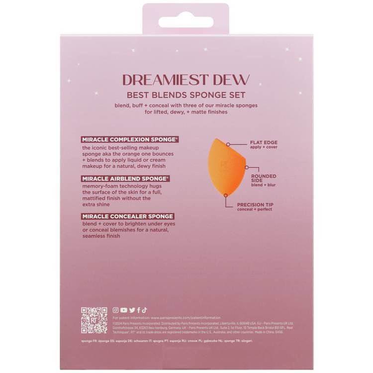 Real Techniques Dreamiest Dew 3 Sponge Set, imported from the UK