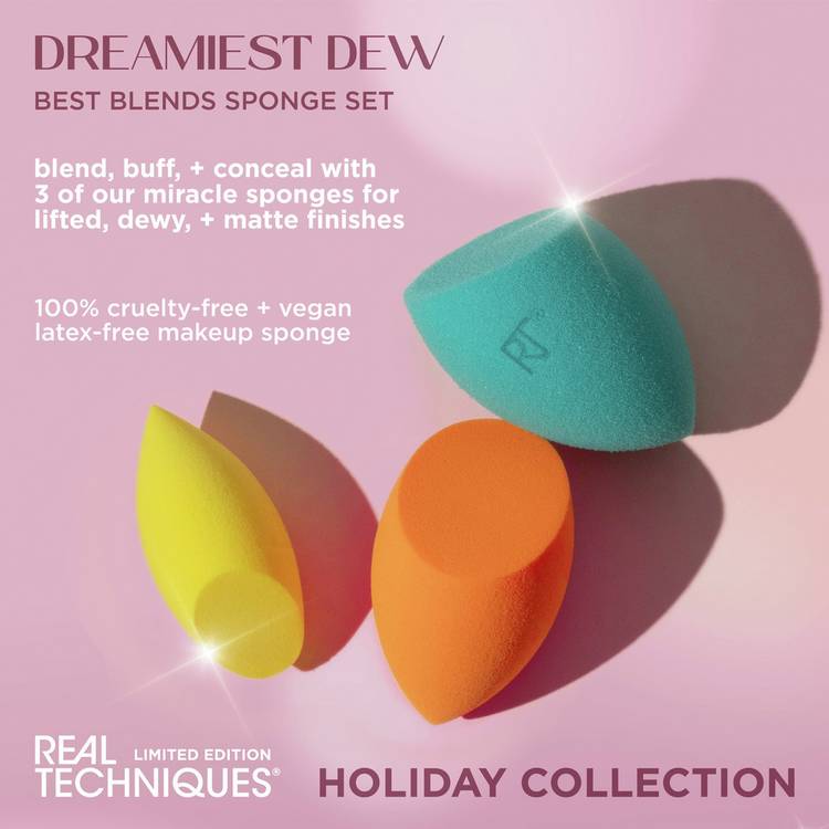 Real Techniques Dreamiest Dew 3 Sponge Set, imported from the UK