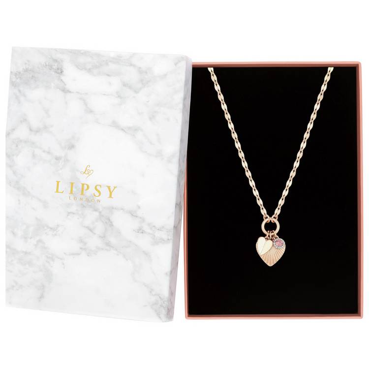 Lipsy rose gold heart charm pendant necklace (British brand)