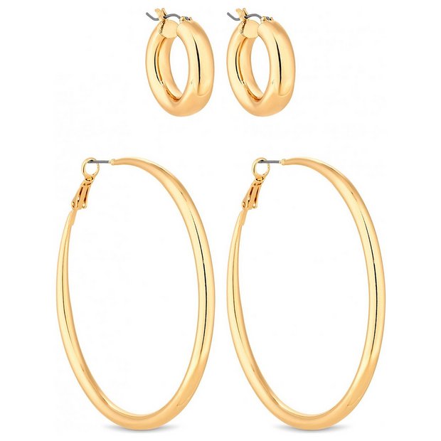 Lipsy gold hoop earrings with crystal accents set of 2 (British brand)