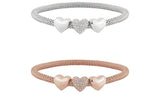 Argos Lipsy 2 Pack Rose Gold and Silver Crystal Heart Bracelet 7.5in- Buy online at McGrocer