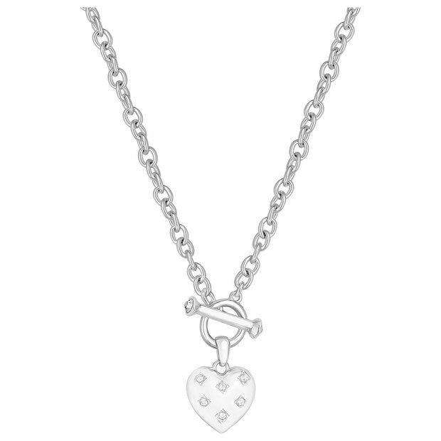 Lipsy crystal heart pendant necklace silver-tone, UK version