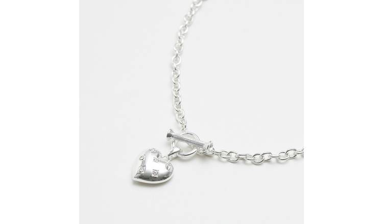 Lipsy crystal heart pendant necklace silver-tone, UK version
