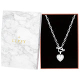 Lipsy crystal heart pendant necklace silver-tone, UK version