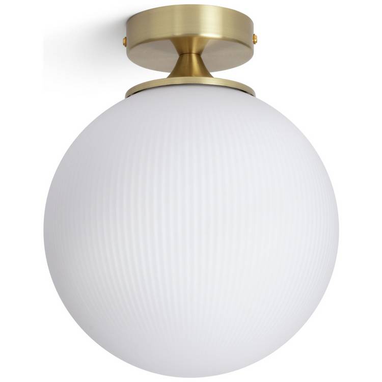 Habitat ribbed opal glass globe ceiling light white - British product