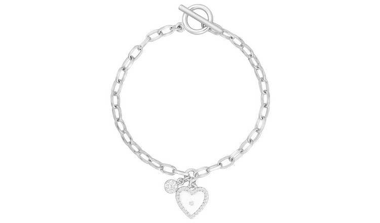Lipsy crystal heart charm bracelet 19cm, UK version