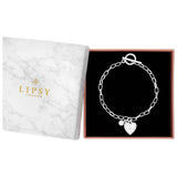 Lipsy crystal heart charm bracelet 19cm, UK version