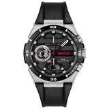 HUGO Wild black leather strap watch, imported from the UK