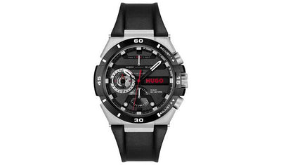 Argos HUGO Men's Wild Black Leather Strap Watch- Buy online at McGrocer