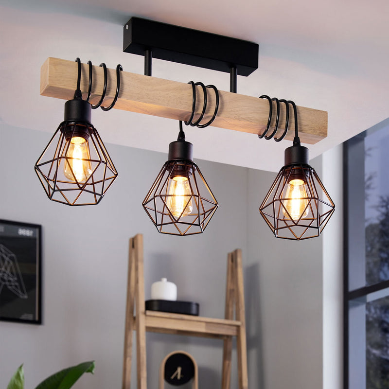 Eglo Townshend 3 light geometric pendant ceiling light, imported from the UK