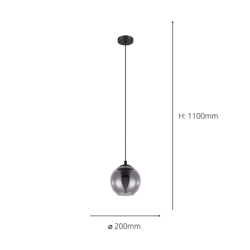 Eglo Ariscani pendant light smoked glass (British brand)