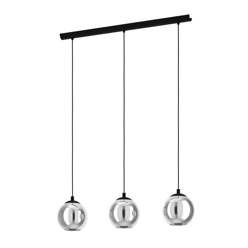 Eglo Ariscani smoked glass pendant light black steel - British product