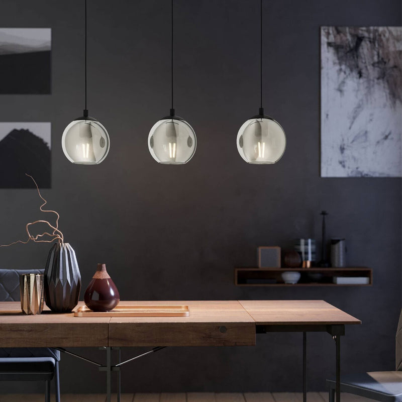 Eglo Ariscani smoked glass pendant light black steel - British product