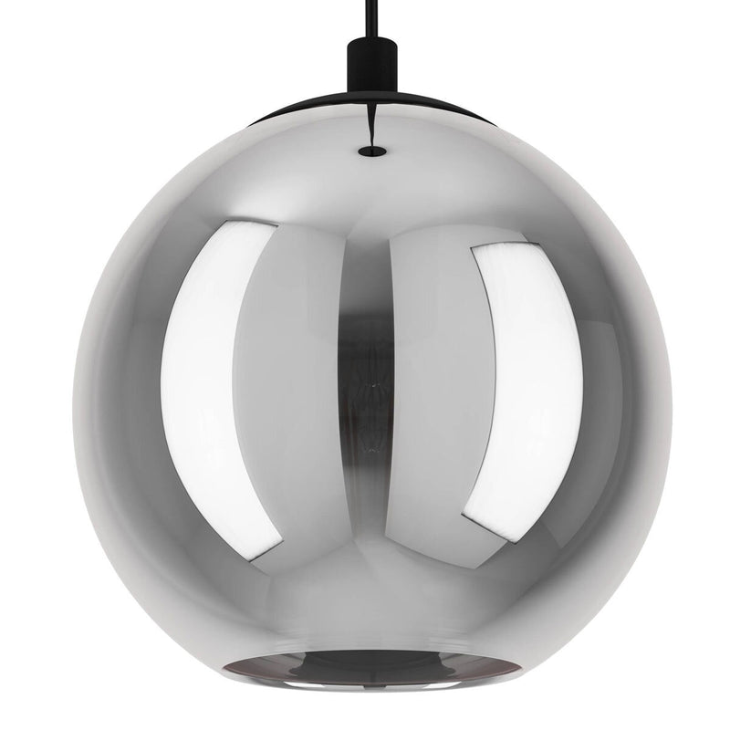 Eglo Ariscani smoked glass pendant light black steel - British product