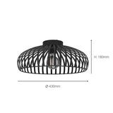 Eglo ceiling light black 43cm - British product